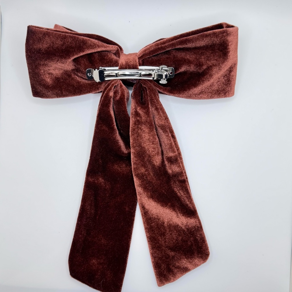 Brown velvet Bow - hair barrette NWOT - Picture 3 of 6